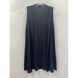 Eileen Fisher Women’s Sleeveless Ribbed Linen Cardigan Charcoal Black Size M